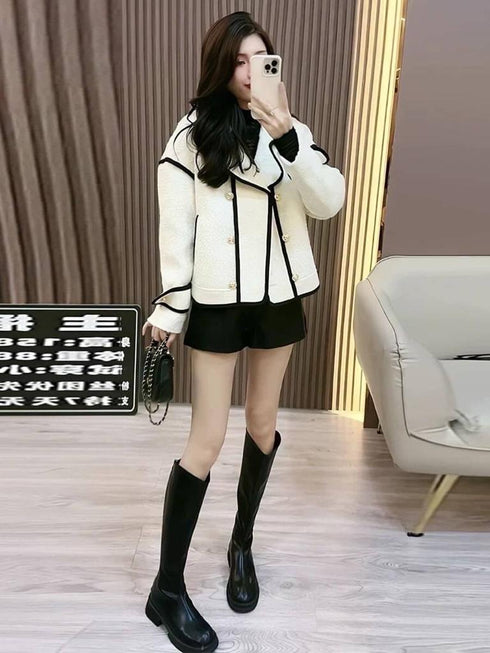 Winter Fashion Color Contrast Blazer